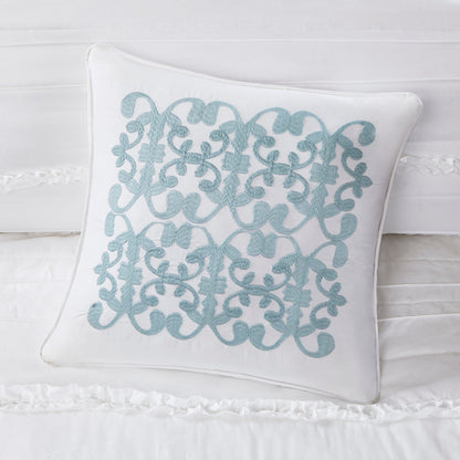 4 Piece Reversible Ruffle Quilt Set with Throw Pillow White King/Cal King