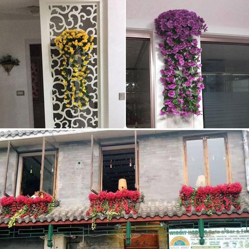 Artificial Flower Wisteria Basket Wall Hanging Flower